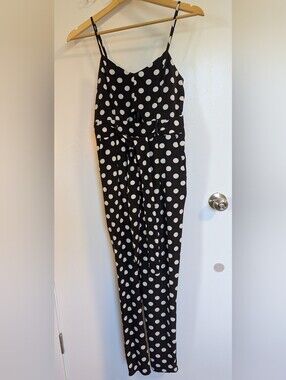 Material Girl Black & White Polka Dot Strapless Jumpsuit